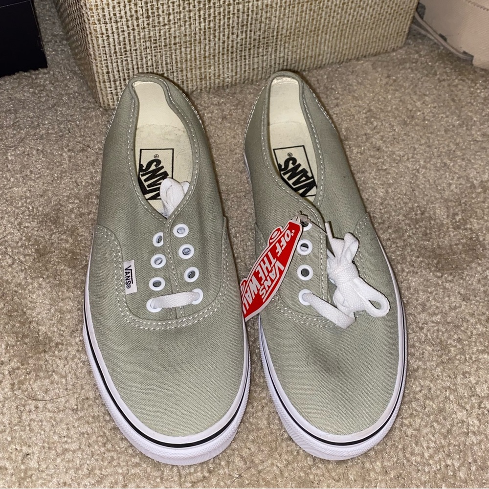 BRAND NEW authentic Vans olive green slip ons